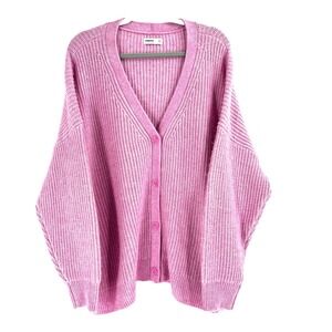 Sonoma Ribbed Cardigan Sweater Women's XXL Pink Button-Front Beachy Coastal NEW